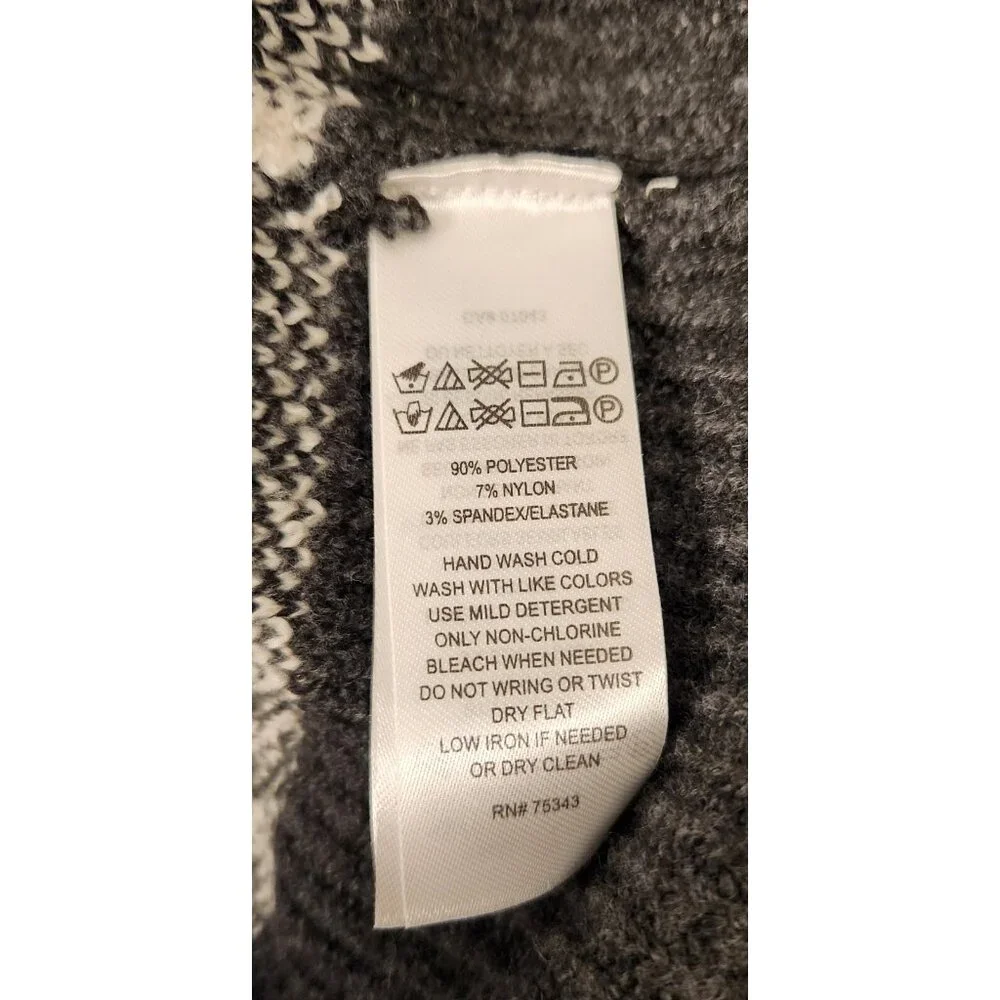 Nicole Miller V-Neck Vest Sweater Gray Black White‎ Diamond Pattern Medium NEW